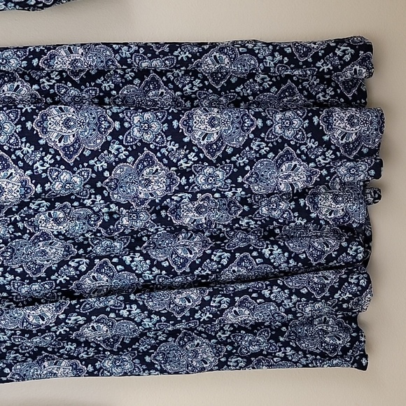 American Eagle Outfitters Blue Print Peasant Style Mini Dress M - Picture 3 of 15